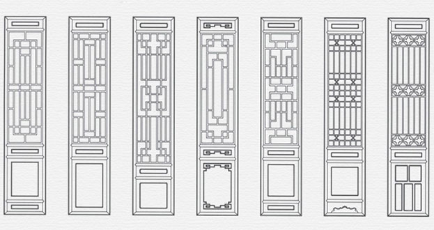 义马常用中式仿古花窗图案隔断设计图